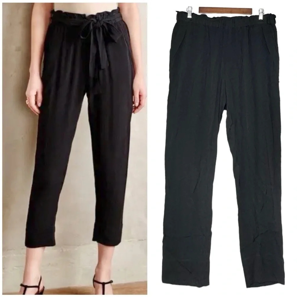 Anthropologie Cartonnier Paperbag Trouser Pants. Pull On. Black. Size La…